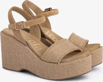 Pedro Garcia Beige linen wedge sandal | Delina | Spring Summer 26 | PEDRO GARCIA