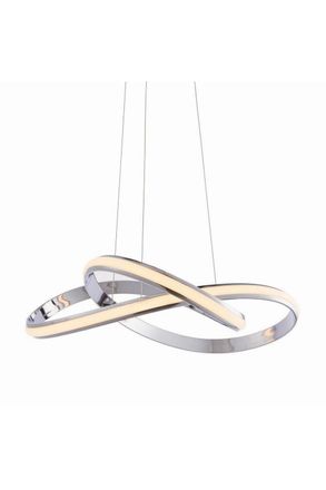 Netlighting Aria Integrated LED Pendant Chrome Effect Plate & Matt White Silicone 1 Light Dimmable IP20 in Grey