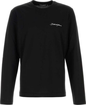 Dolce & Gabbana Black Long Sleeves Logo T-Shirt
