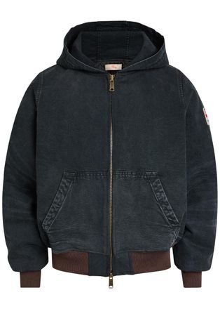 Cherry Los Angeles Logo-appliqu&eacute;d Hooded Quilted Denim Jacket - Black - XL