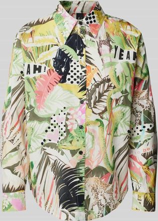 Marc Cain Regular Fit Hemdbluse mit Manschetten in Oliv, Größe 34