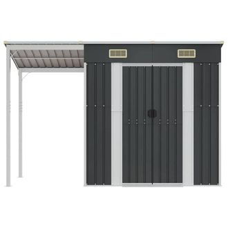Berkfield Home Garden Shed with Extended Roof Anthracite 277x110.5x181 cm Steel in Charcoal