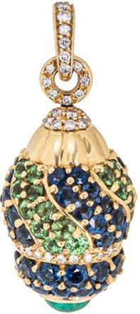 Bespoke 18ct Yellow Gold Diamond & Sapphire Pendant