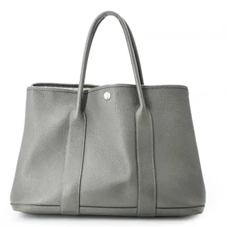 Herm&egrave;s Gray Negonda Leather Handbag Tote Bag (Pre-Owned)