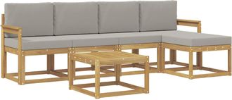 vidaXL Conjunto De Sof&aacute;s De Exterior 6 Uds. Blanco Y Gris Claro Vidaxl
