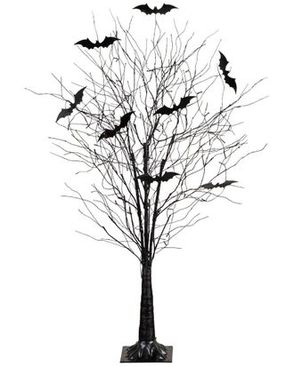 Nearly Natural 5Ft. Pre-Lit Artificial Halloween Black Twig Tree