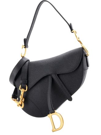 Dior Saddle Handbag with Strap Leather Medium shoulder bag - women - Calf Leather - One Size - Black