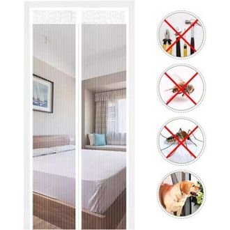 OEM Mosquitera Magn&eacute;tica Para Puerta, Cierre Autom&aacute;tico, Cortina Mosquitera Con Imanes, No Requiere Taladrar (120x220cm, Blanco)