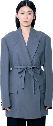 Dries Van Noten Wollen Blazer met Dubbele Knoopsluiting - Dames - Blazers - Grijs - S - Wol - Jassen