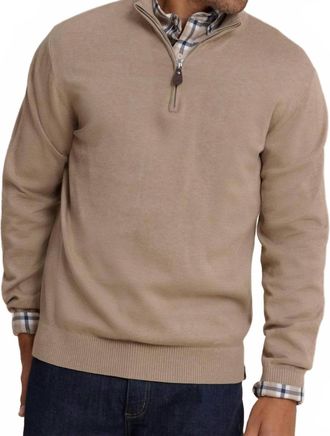 Southern Tide Whitehaven Quarter Zip Sweater In Sandstone Khaki