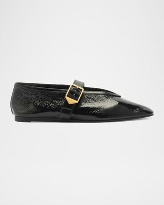 Schutz Courtney Leather Buckle Flats