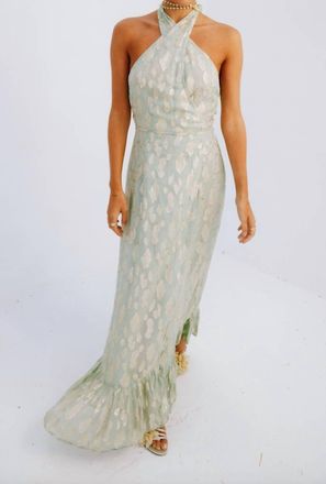 Never Fully Dressed Freya Jacquard Maxi Dress In Sage