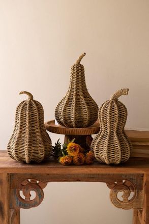 Kalalou Set Of Three Woven Vine Gourds