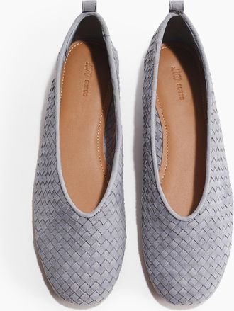 H&M Ballerinas aus geflochtenem Leder - Mattblau