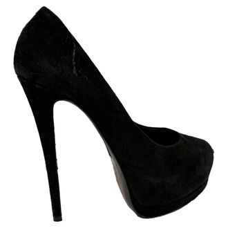Giuseppe Zanotti Giuseppe Zanotti Pre-owned Womens Round-Toe Platform Pumps in Black Suede - Size 39.5 EU/IT