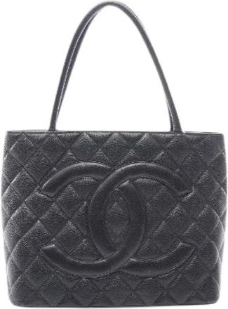 Chanel Pre-owned Fukoku Tote Leren Tote Bag - Dames - Vintage Shopper - Zwart - ONE Size - Leer - Vintage