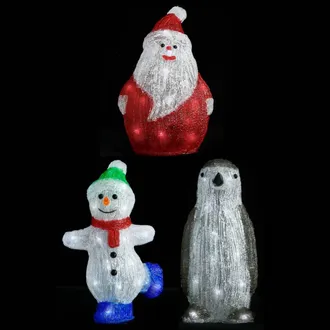 vidaXL Vxl Figuras De Navidad 3 Uds Acr&iacute;lico Interior Y Exterior
