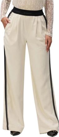 Co'Couture Amina Split LL Panel Wide Broeken - Dames - Wijde Broeken - Beige - M - Polyester - Broeken