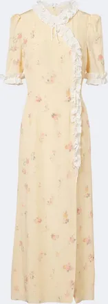 Alessandra Rich Floral ruffled silk midi dress