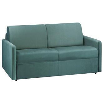 Vente-Unique Divano letto 2 posti a ribalta in velluto Verde menta - Larghezza Materasso 120 cm memory foam - Spessore 22 cm - CALIFE