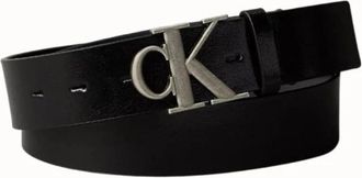 Calvin Klein Monogram Leren Riem - Heren - Riemen - Zwart - 105 CM - Leer - Accessoires