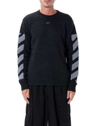 Off-white Diag Fuzzy Knit Brushed Wool-Blend Crewneck Sweater