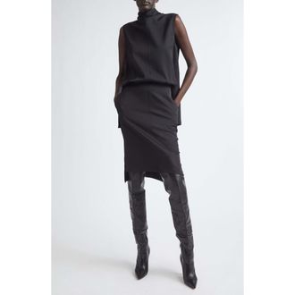 Brandon Maxwell Noa Mock Neck Sleeveless Blouson Dress in Black at Nordstrom, Size 2