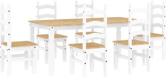 vidaXL Vidaxl - Set da Pranzo 7 pz Panama Bianco in Legno Massello di Pino