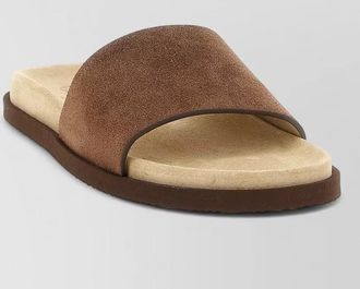 Brunello Cucinelli suede leather slides