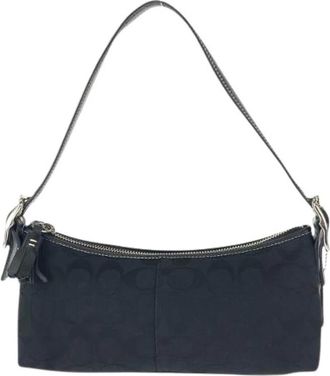 Coach Pre-owned Shoulder Bags, female, Black, Size: ONE SIZE Pre-owned Signature Canvas Leather Handbag