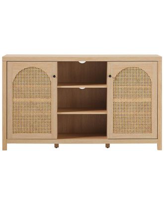 Walker Edison Transitional 58In 2-Door Sideboard With Arched Rattan Panels