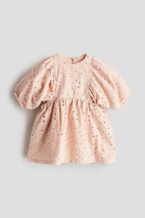H&M Broderie Anglaise Cotton Dress in Light Dusty Pink/floral at Nordstrom, Size Newborn