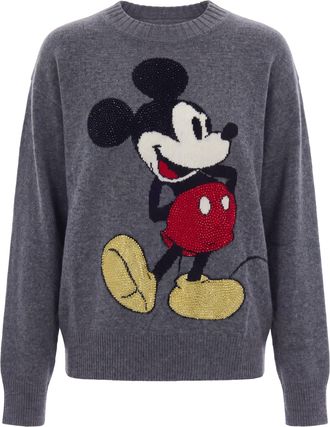 Liu Jo Grey Mr. Mouse Intarsia Fine Knit Sweater