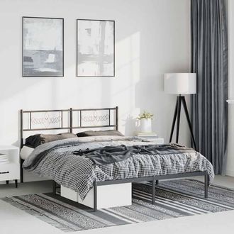 vidaXL Vidaxl - Estructura Cama Sin Colch&oacute;n Con Cabecero Metal Negro 135x190 Cm