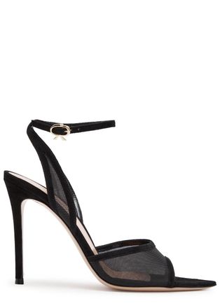 Gianvito Rossi Dorotea 105 Mesh and Suede Sandals - Black - 40 (IT40/ UK7)