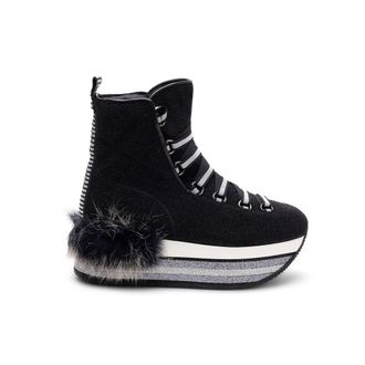 Hogan Fur-Trimmed Platform Boots