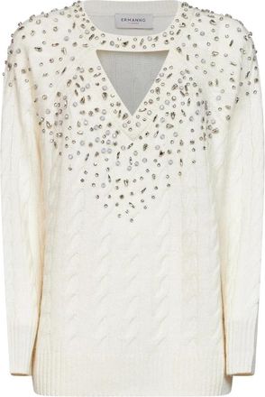 Ermanno Scervino Ermanno Firenze Truien - Dames - V-hals truien - Wit - M - Truien & Vesten
