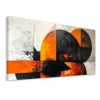 Feeby Cuadro Sobre Lienzo, C&iacute;rculos Abstractos Formas Naranjas, 120x60