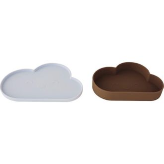OYOY Chloe Cloud Plate & Bowl in Ice Blue /Choko at Nordstrom