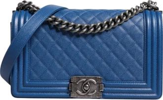 Chanel Pre-owned Leather chanel-bags - Dames - Vintage Schoudertas - Blauw - ONE Size - Vintage