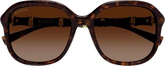 Gucci Sunglasses, female, Brown, Size: 55 MM Sunglasses