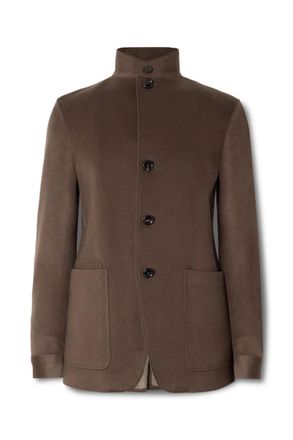 Ermenegildo Zegna II Conte Leather-Trimmed Oasi Cashmere-Felt Jacket
