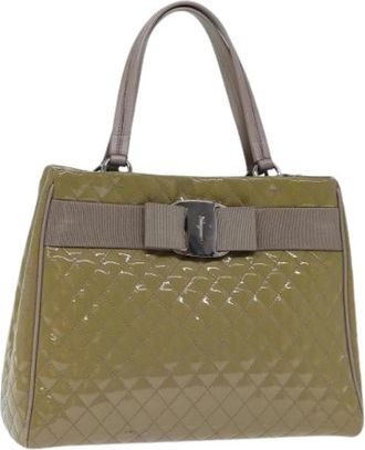 Ferragamo Pre-owned Gecoat Canvas Handtas - Dames - Vintage Handtas - Groen - ONE Size - Vintage