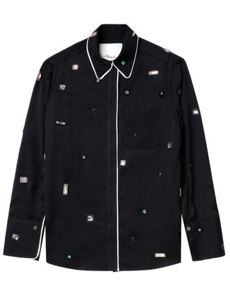 3.1 Phillip Lim Satijnen pyjamashirt - Blauw