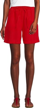 Lands End Linen High Rise Pull On 7 Shorts in Coral Red at Nordstrom, Size X-Small