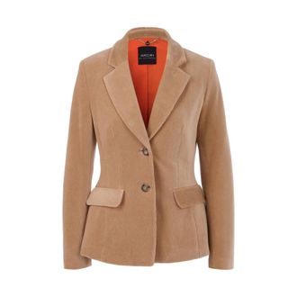 Marc Cain Fitted Corduroy Blazer - Dames - Jassen - Bruin - Maat: 2XL Corduroy