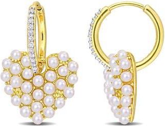 Delmar 2-2.5mm Cultured Freshwater Pearl Heart Drop Earrings in Gold/White at Nordstrom Rack