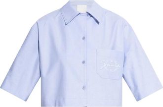 Givenchy Hawaiiaanse kraag katoenen overhemd met zak - Dames - Overhemden - Blauw - S - Katoen - Overhemden