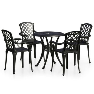Berkfield Home 5 Piece Bistro Set Cast Aluminium Black