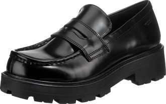 Vagabond Womens Cosmo 2.0 Polished Leather Chunky Sole Loafer - Black - 6